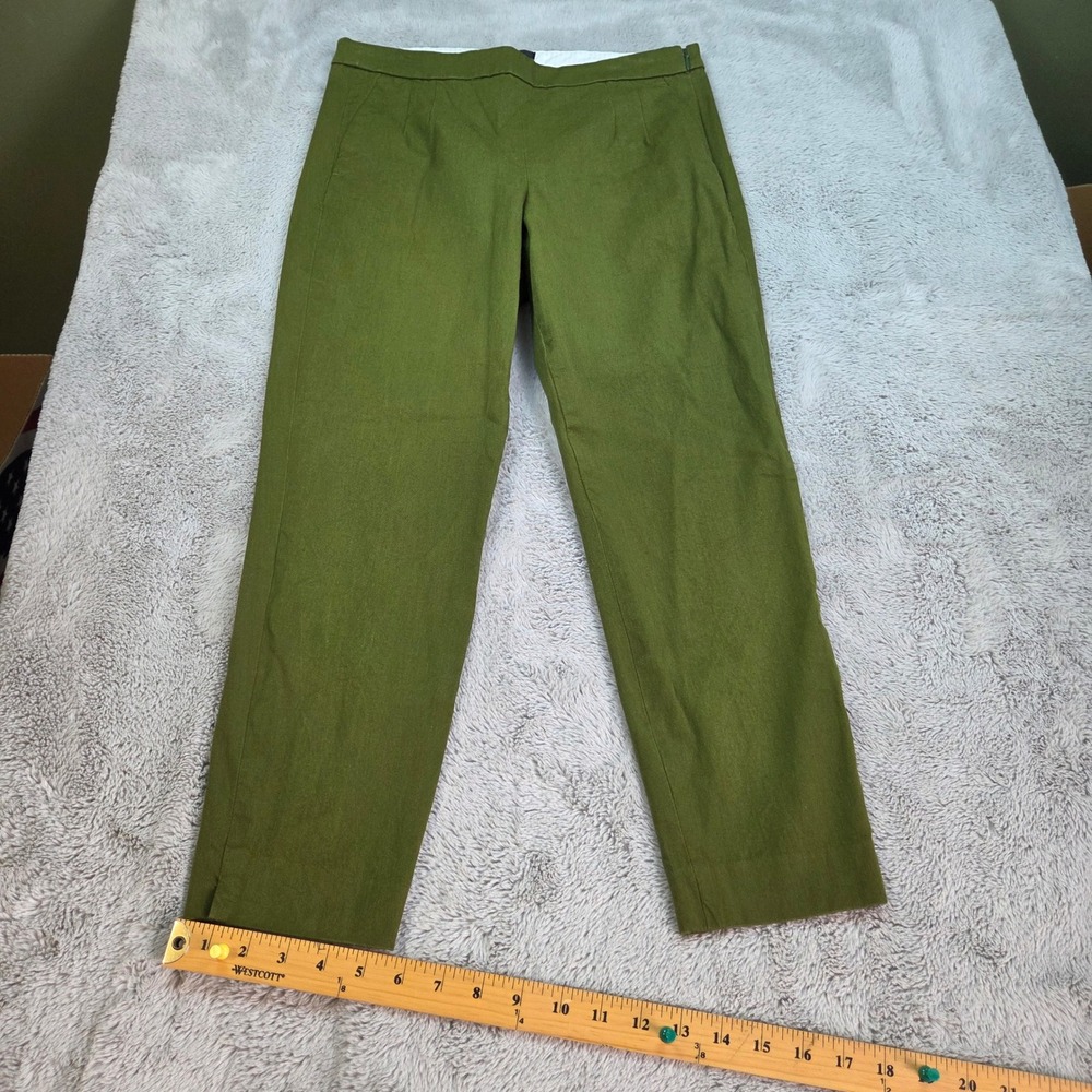 J.Crew Martie Trousers Womens Sz 6 Side Zip Cropped Stretch Pant Olive Green